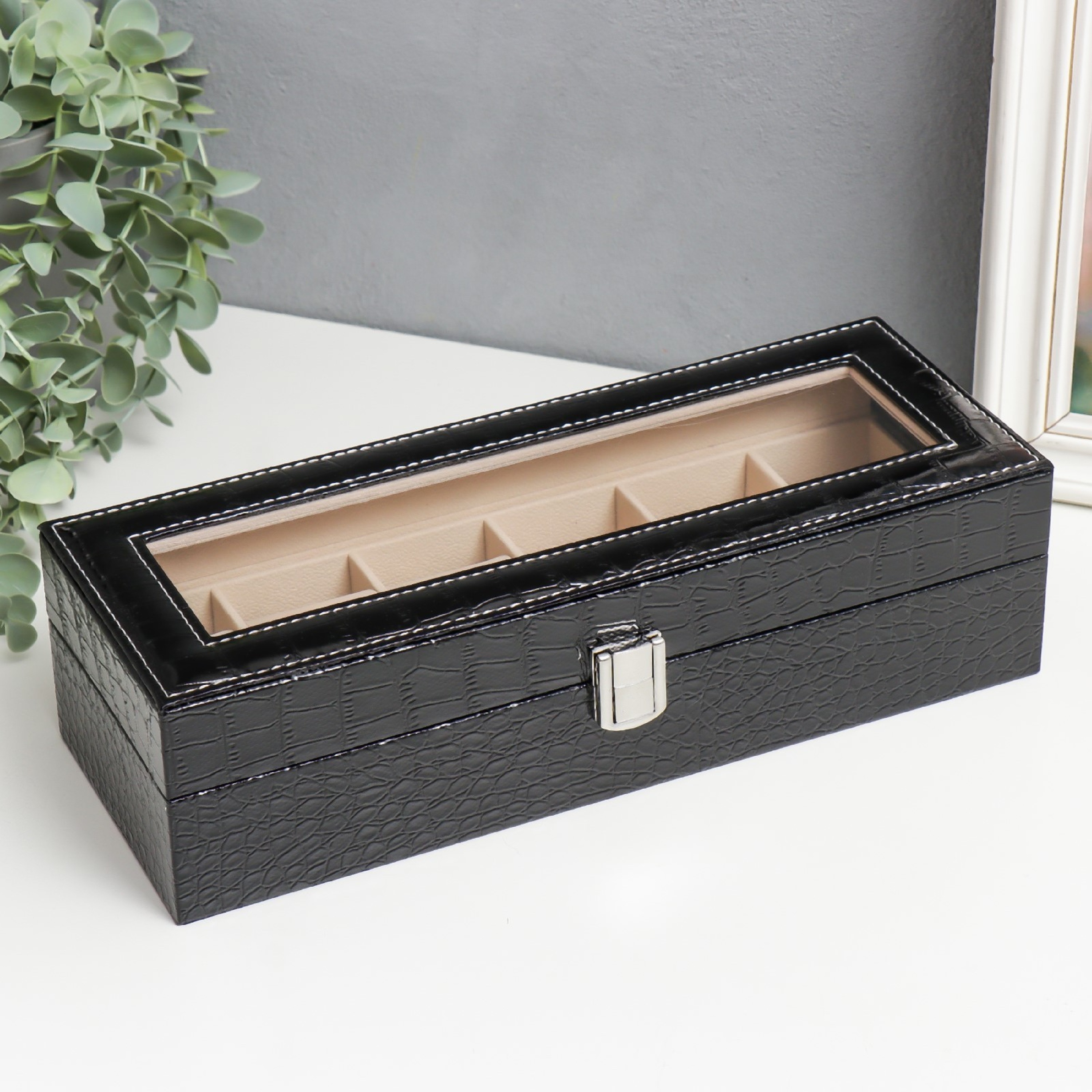 ШКАТУЛКИ Питон черный 6 отд. 4466295 - ШКАТУЛКИ None None